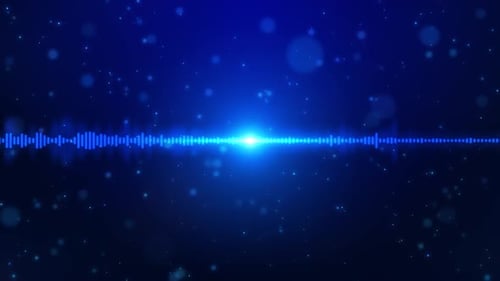 Blue Sound Wave Grid: Ecualizador de Audio con destello óptico y partículas circulares