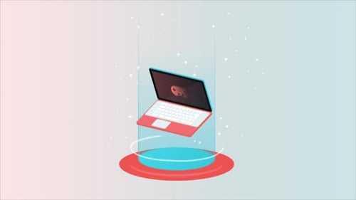 2D-Computer mit digitalen Icons