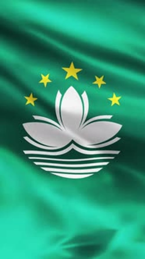 Macau Flag Waving Seamless Loop Vertical Animation