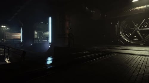 Empty Corridor with Reflective Wall