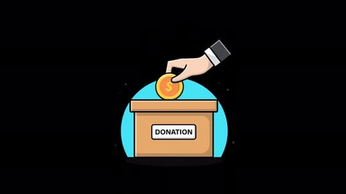 Animated Hand Dropping Coin into Donation Box