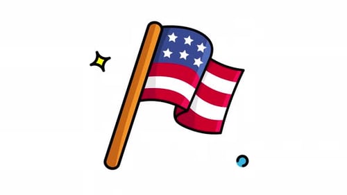 Animated Made in uk a American flag waving on a stick.