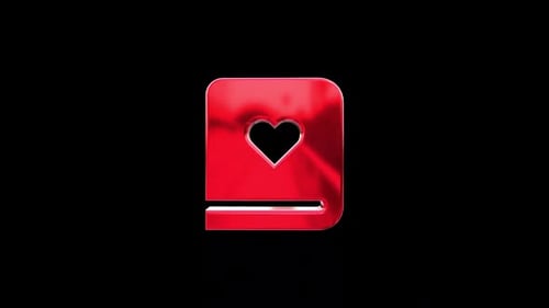 3D Red Book Heart Icon 02