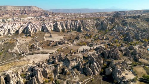 over view of the beautiful rock formations of Cappadocia - Göreme, Turkey