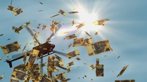 Zimbabwe dollars banknotes helicopter money dropping