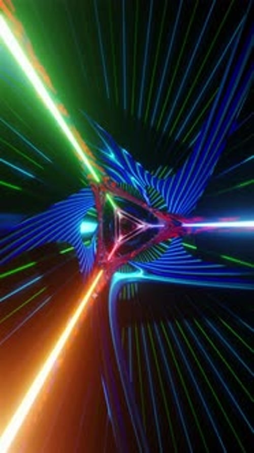 Seamless Glowing Neon Triangle Tunnel Animation Loop