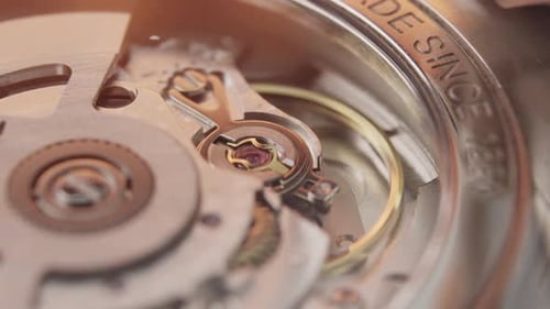 Extreme Close Up of Watch Gears Turning