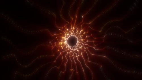 Glowing red plasma vortex radiating from a dark center with dynamic energy waves