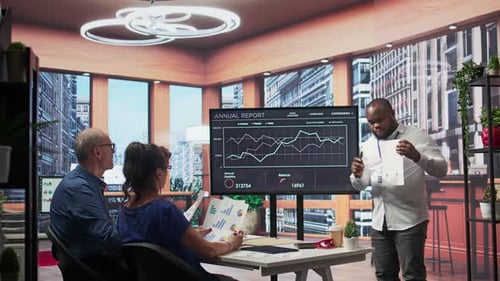 Energetic Business Presentation With Chart Analysis and Group