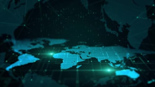 Futuristic Global Network World Map Digital Background