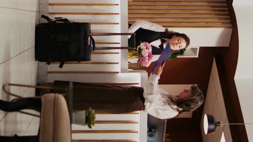 Vertical Video Hotel Guest Signing Registration Forms