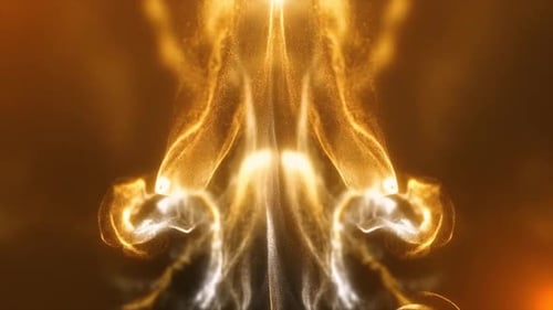 Abstract Golden Fluid Particles Flowing Upwards Animation Background