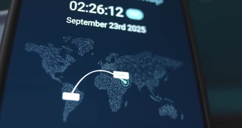 Digital World Map Connections on Smartphone Screen
