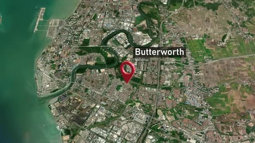 Plan de la ville de Butterworth Zoom (Malaisie) de l'espace à la Terre
