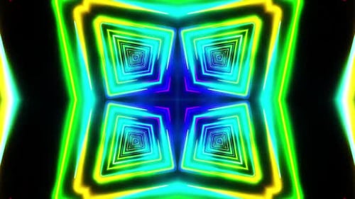 Túnel de neón dinámico con energía vibrante y movimiento sin fin