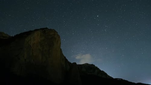 The Majesty of the Starry Night Sky Above the Majestic Mountain Range
