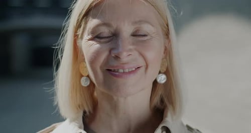 Smiling Woman Portrait Close Up in City