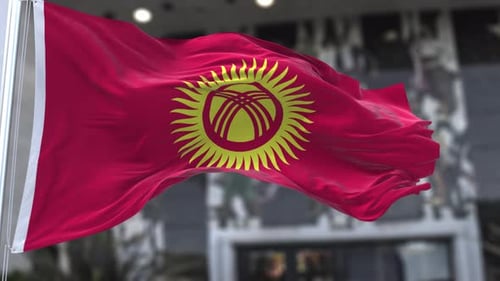 Realistic 3D Waving Flag of Kyrgyzstan Animation