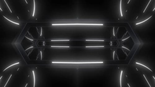 Изящный футуристический туннель со светящимися неоновыми огнями мчится вперед