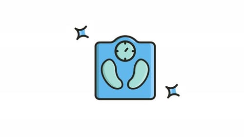 Looping Animated Icon in Video, Motion Graphics for Blue and white scale with two stars.