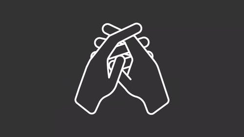 Animated Knitting Hands Line Icon Loop