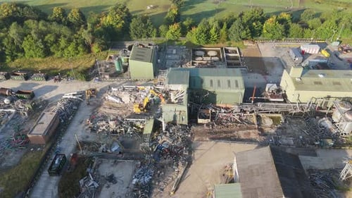 Chemical plant industrial demolition project. Decommissioning and demolition, removal and disposal