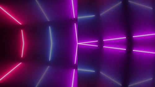 Animated Neon Geometric Grid Tunnel Background