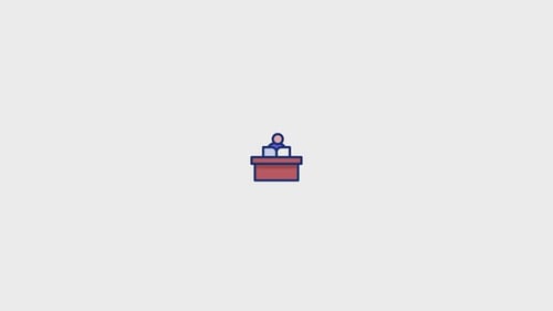 Animated Flat Design Icon of Person Working at Desk