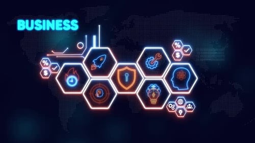 Digitales Netzwerk mit Business Icon und Global Map-Technologie