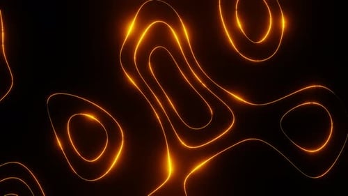 Animation en boucle Vj abstraite orange sur noir, néon brillant, arrière-plan en mouvement, en 4K