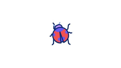 Animated Flat Design Ladybug Icon Reveal