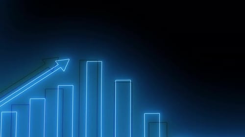 Neon Growing Business Chart with Data Line Graph Animation