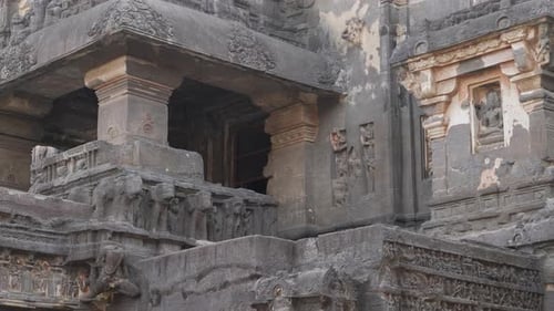 Ellora caves outside structure, Walls of ellora caves