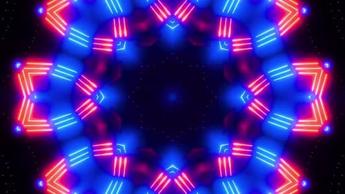 Vibrant neon light patterns in a dynamic mesmerizing kaleidoscope