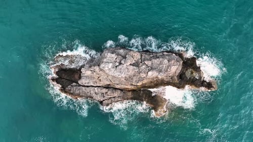 Awesome Azure Sea Rocky Texture Aerial View 4 K Turkey Alanya