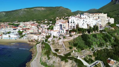 Sunlit Aerial of Sperlonga with Mediterranean Charm