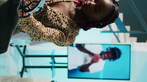 Vertical Video Pregnant Shopper Searching for Comfortable Trendy Clothes at Department Store