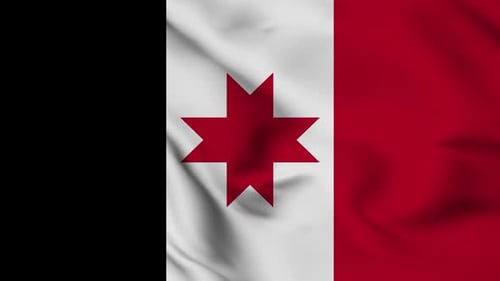 Realistic Waving Flag with Red Eight-Pointed Star Animation