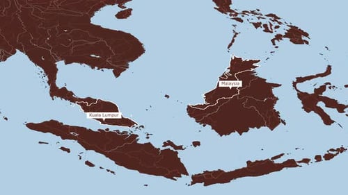 Rotating Map Of Malaysia And Kuala Lumpur