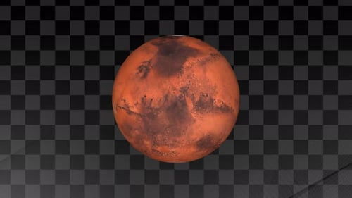 Animação do planeta Marte e canal alfa. 2070