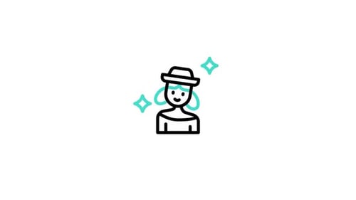 Clean Animated Woman Wearing Hat Line Icon