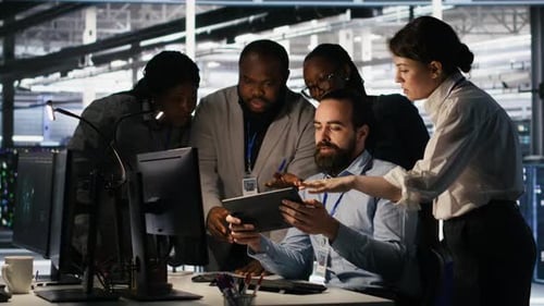 Data Center System Administrators Performing Maintenance on Supercomputers