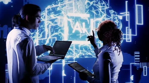 Coworkers Oversee AI Neural Network