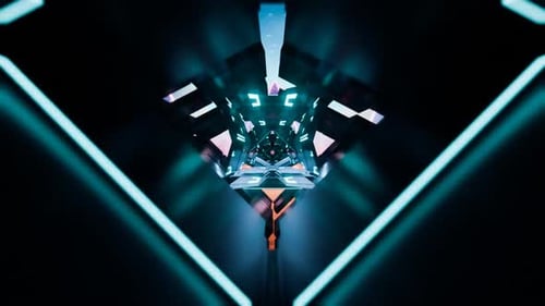 Futuristic Tunnel with Neon Lights and Endless Depth