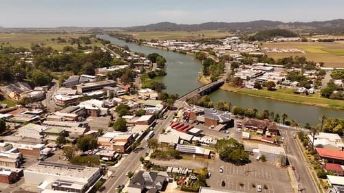The historic town of Murwillumbah south of Tweed Head in NSW as seen from a drone