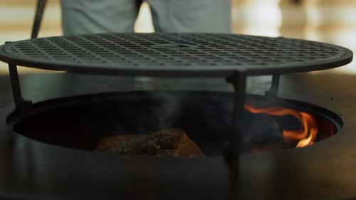 Backyard Bbq Grill Preparation with Poker