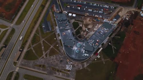 Office Building with Glass on Roof at Construction Site