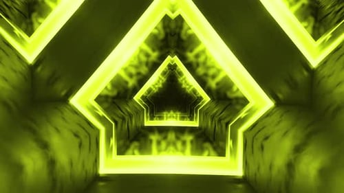 Túnel triangular verde neon