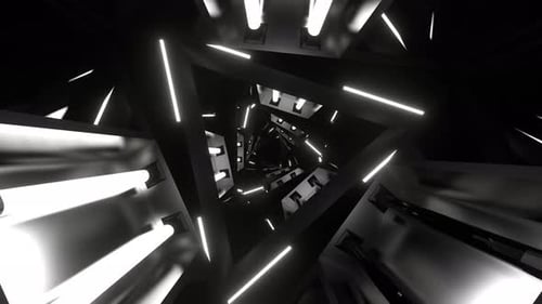 White Neon Glowing Triangular Spiral Background Vj Loop In 4K