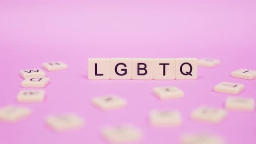 LGBTQ Blocks on Pink Background